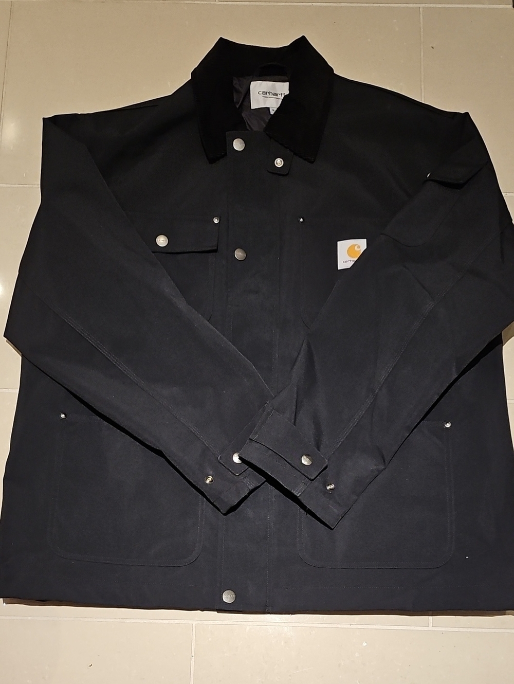 Carhartt Black Canvas Work Jacket with Corduroy Collar